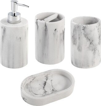 Kralix 4pc Marble Effect Resin Bath Accessory Set