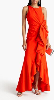 Bow-embellished ruffled crepe gown-AA