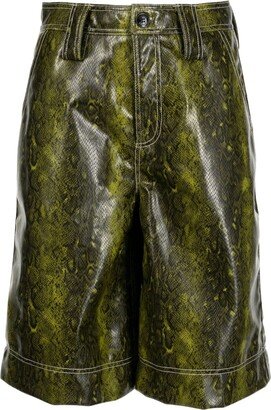 Snake-Print Faux-Leather Shorts