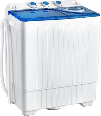 26lbs Portable Semi-automatic Twin Tub Washing Machine W/ Drain Pump