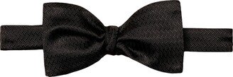 Black Herringbone Silk Bow Tie