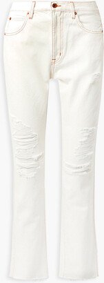 Hero cropped distressed high-rise straight-leg jeans