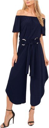 Womens Belted Stretch Jumpsuit