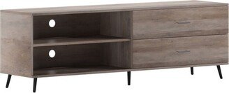 Merrick Lane Mid-Century Modern TV Stand for TV's up to 60 with Adjustable Shelf and Two Drawers in Walnut