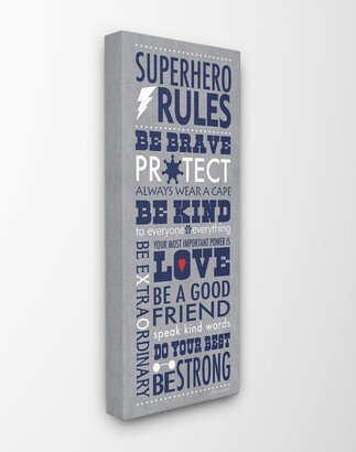 The Kids Room by Stupell Gray and Navy Superhero Rules Typography Canvas Wall Art, 10 L x 24 H