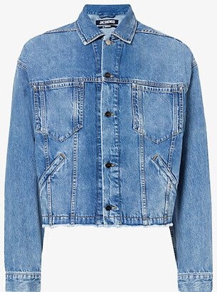 Mens Light Blue Tabac La Veste Criollo Raw-hem Boxy-fit Denim Jacket