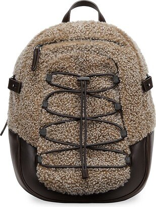 Curly Shearling And Matte Calfskin Backpack With Monili