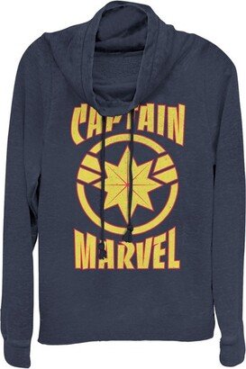 Junior Women Captain Star Symbol Shield Cowl Neck Sweathirt - Navy Blue - 3X Large