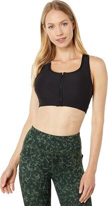 Jockey Active Zip Front High Impact Sports Bra (Deep Black) Women's Lingerie