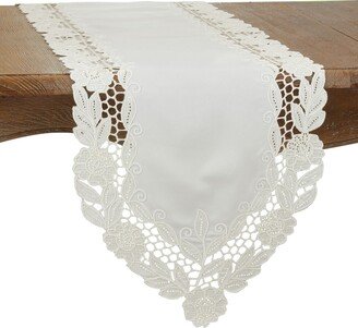 Saro Lifestyle Embroidered Table Runner with Floral Design, 68