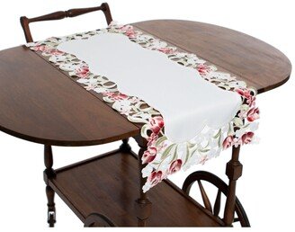 Lush Rosette Embroidered Cutwork Table Runner