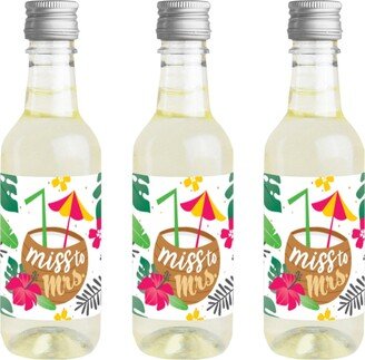 Big Dot Of Happiness Last Luau - Mini Wine Champagne Bottle Labels Tropical Bridal Favor Gift - 16 Ct