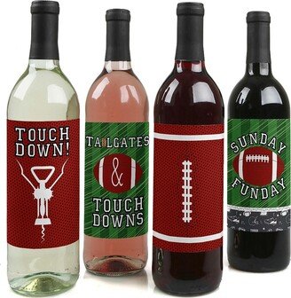 Big Dot Of Happiness End Zone - Football - Party Decor - Wine Bottle Label Stickers - 4 Ct