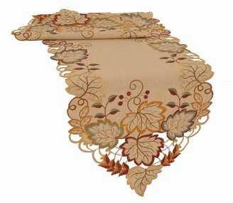 Harvest Verdure Embroidered Cutwork Fall Table Runner