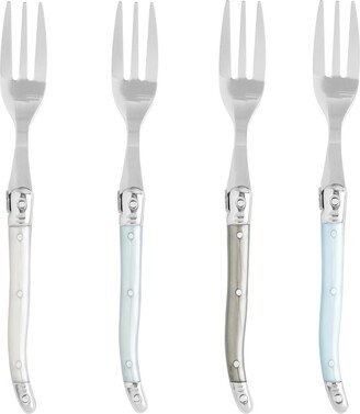 Laguiole Cake Forks, Set of 4 - Mother of Pearl - Pearlized Shades of Pewter Green, Sage,
