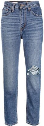 Distressed-Leg Detail Slim Jeans