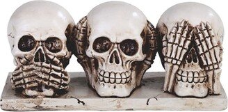 Q-Max 3-Piece Skull Head Hear See Speak No Evil 6.5W Statue Fantasy Decoration Figurine Set