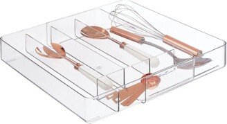 mDesign Expandable Plastic Kitchen Drawer Storage Cutlery Tray