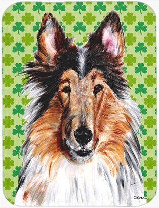 SC9718LCB Collie Lucky Shamrock St. Patrick's Day Glass Cutting Board