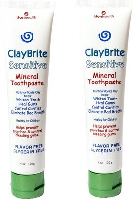 Zion Health Claybrite Sensitive Toothpaste, Maximum Relief Set of 2 Pack, 8oz