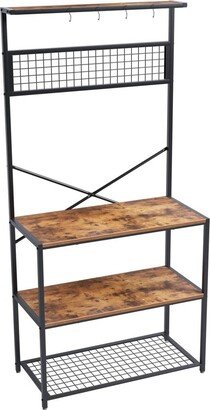 Modern Metal Wood 4-Shelf Kitchen Baker's Rack Microwave Stand - 66.93'' H x 31.5'' W x 15.7'' D