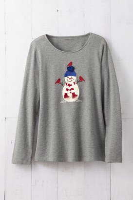 Women's Jolly Snowman T-Shirt - Mid Heather Grey - PS - Petite Size