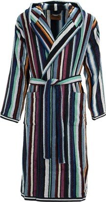 Towelling-Finish Striped Robe