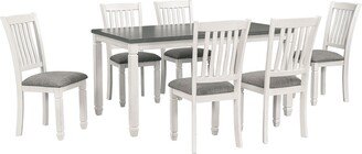 7-Piece Dining Table Set Wood Dining Table with 6 Upholstered Chairs