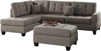 3pc Polyfiber Sectional Set with Plush Cushion Light Brown