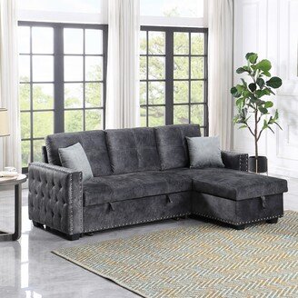 RASOO Reversible Sleeper Sectional Sofa with Corner Storage