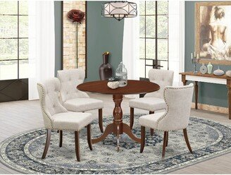 5 Pc Dining Table Set Includes of 1 Dining Table and 4 Parson Dining Room Chairs with Button Tufted Back