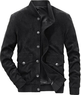 PILYON Men's Spring Leather Jacket Flight Coats Motorcycle Outfit Vintage Leather Suede Jacket Men's Bomber Jackets 1 L
