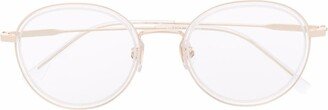 Polished-Effect Round-Frame Glasses-AA