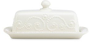 French Perle White Covered Butter Dish