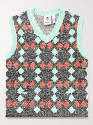 adidas Consortium + Wales Bonner Argyle Brushed Recycled Jacquard-Knit Sweater Vest