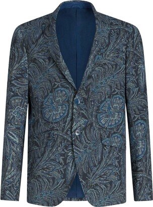 Single-Breasted Floral-Print Jacket