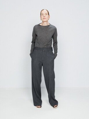 Sheer Raw-edge Crew-neck Cashmere Sweater