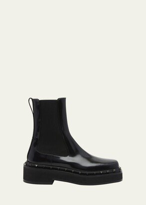 Rockstud Beatle Leather Chelsea Boots