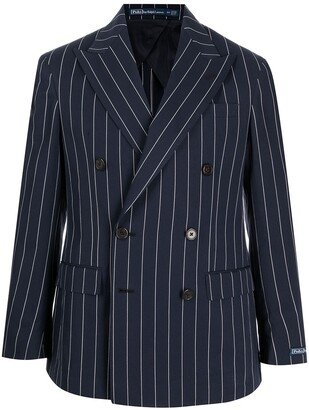 Pinstriped Double-Breasted Blazer-AC