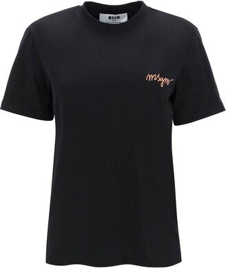 multicolored logo embroidery t-shirt