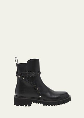 Leather Chelsea Boots with Rockstud Wrap