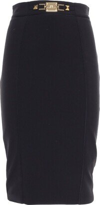 Logo Plaque Midi Stretch Pencil Skirt