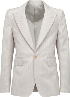 Pinstripe-Pattern Single-Breasted Blazer-AC