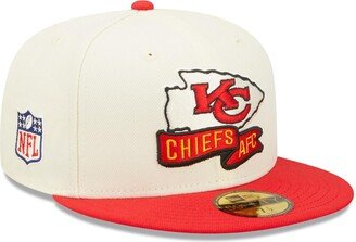 Men's Cream, Red Kansas City Chiefs 2022 Sideline 59FIFTY Fitted Hat - Cream, Red