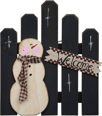 Kunkle Holdings LLC Winter Farmhouse Fence with Snowman Decoration