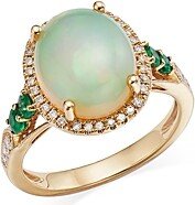 Opal, Emerald, & Diamond Halo Ring in 14K Yellow Gold - 100% Exclusive