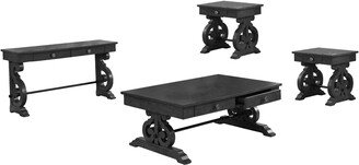 4-Piece Dark Grey Coffee Table Set with Two End Tables