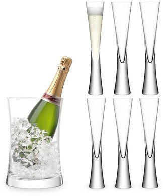 Moya Seven-Piece Champagne Glass & Bucket Serving Set