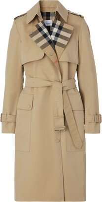 Check-Panel Trench Coat