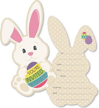 Big Dot of Happiness Hippity Hoppity - Shaped Fill-in Invitations - Easter Bunny Party Invitation Cards with Envelopes - Set of 12